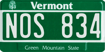 VT license plate NOS834