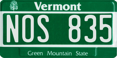 VT license plate NOS835