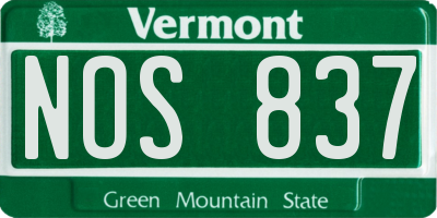 VT license plate NOS837