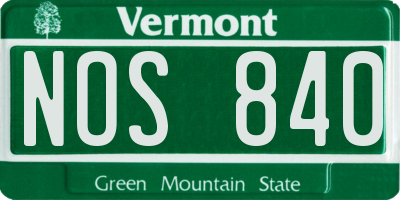 VT license plate NOS840