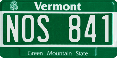 VT license plate NOS841