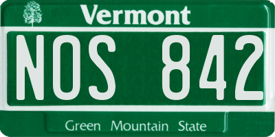 VT license plate NOS842