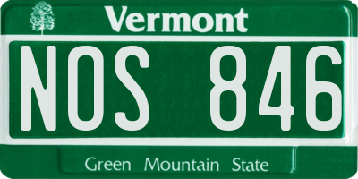 VT license plate NOS846