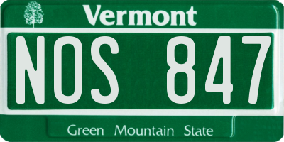 VT license plate NOS847