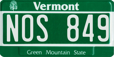 VT license plate NOS849