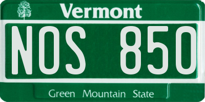 VT license plate NOS850