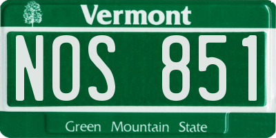 VT license plate NOS851