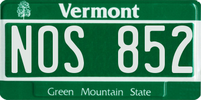 VT license plate NOS852