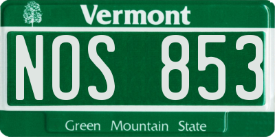 VT license plate NOS853