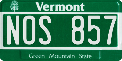 VT license plate NOS857