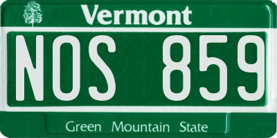 VT license plate NOS859