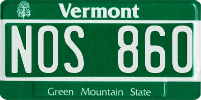 VT license plate NOS860
