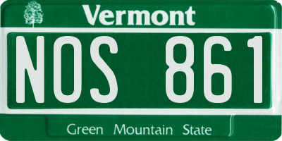 VT license plate NOS861