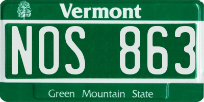 VT license plate NOS863