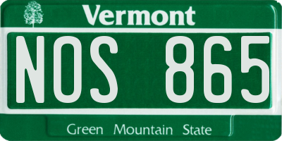 VT license plate NOS865