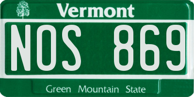 VT license plate NOS869