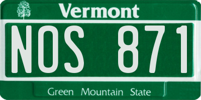 VT license plate NOS871
