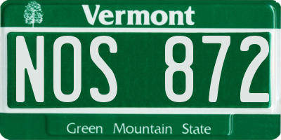 VT license plate NOS872