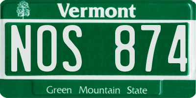 VT license plate NOS874