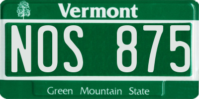 VT license plate NOS875