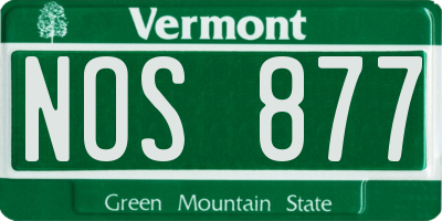 VT license plate NOS877