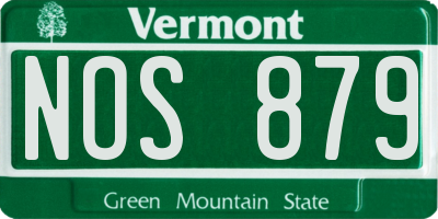 VT license plate NOS879