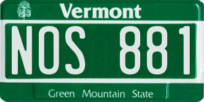 VT license plate NOS881