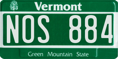 VT license plate NOS884