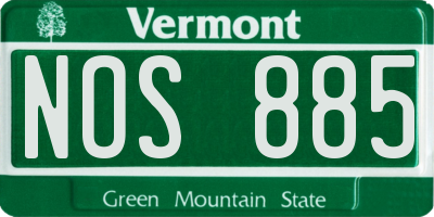 VT license plate NOS885