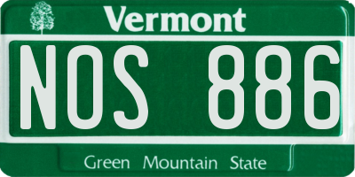 VT license plate NOS886