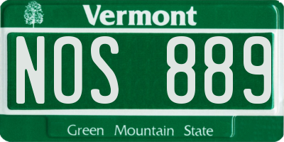 VT license plate NOS889