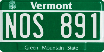 VT license plate NOS891