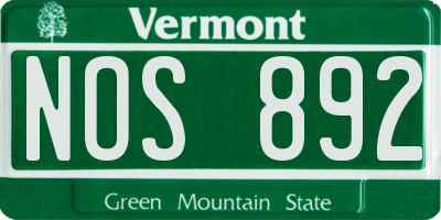 VT license plate NOS892
