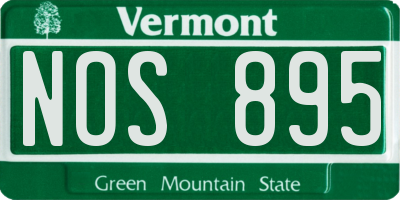 VT license plate NOS895