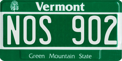 VT license plate NOS902