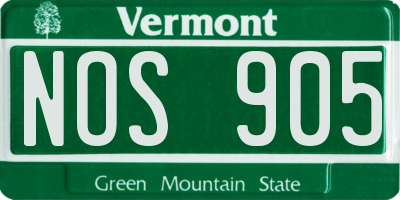 VT license plate NOS905