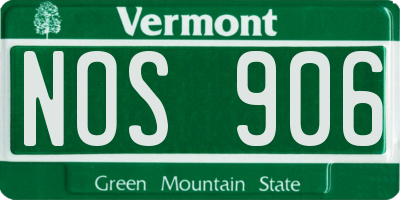 VT license plate NOS906
