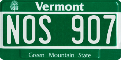 VT license plate NOS907