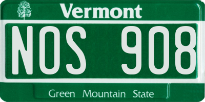 VT license plate NOS908