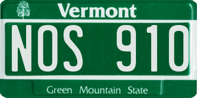 VT license plate NOS910