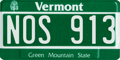 VT license plate NOS913