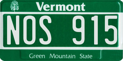 VT license plate NOS915