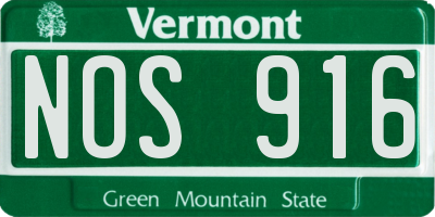 VT license plate NOS916