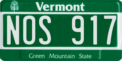 VT license plate NOS917