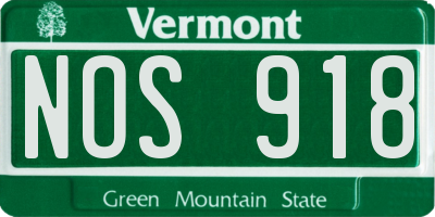 VT license plate NOS918