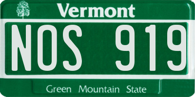 VT license plate NOS919