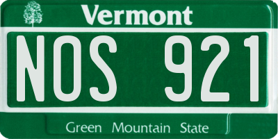 VT license plate NOS921