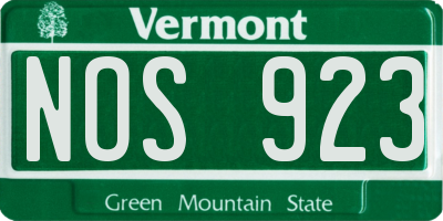 VT license plate NOS923