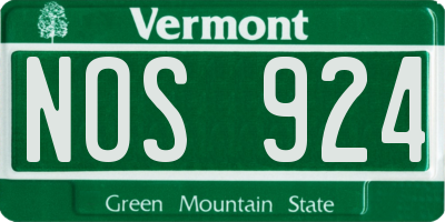 VT license plate NOS924
