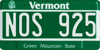 VT license plate NOS925